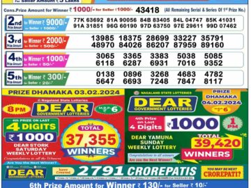 Lottery Result Today February 4, 2024