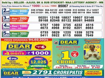 Lottery Result Today February 4, 2024