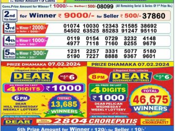 Lottery Result Today February 8, 2024