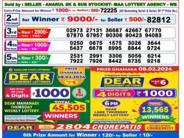 Lottery Result Today February 8, 2024