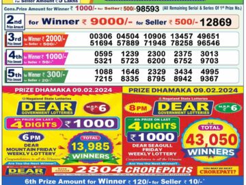 Lottery Result Today February 10, 2024