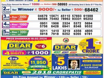 Lottery Result Today February 18, 2024