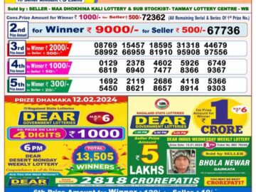 Lottery Result Today February 12, 2024