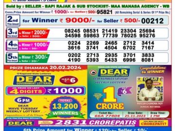 Lottery Result Today February 20, 2024