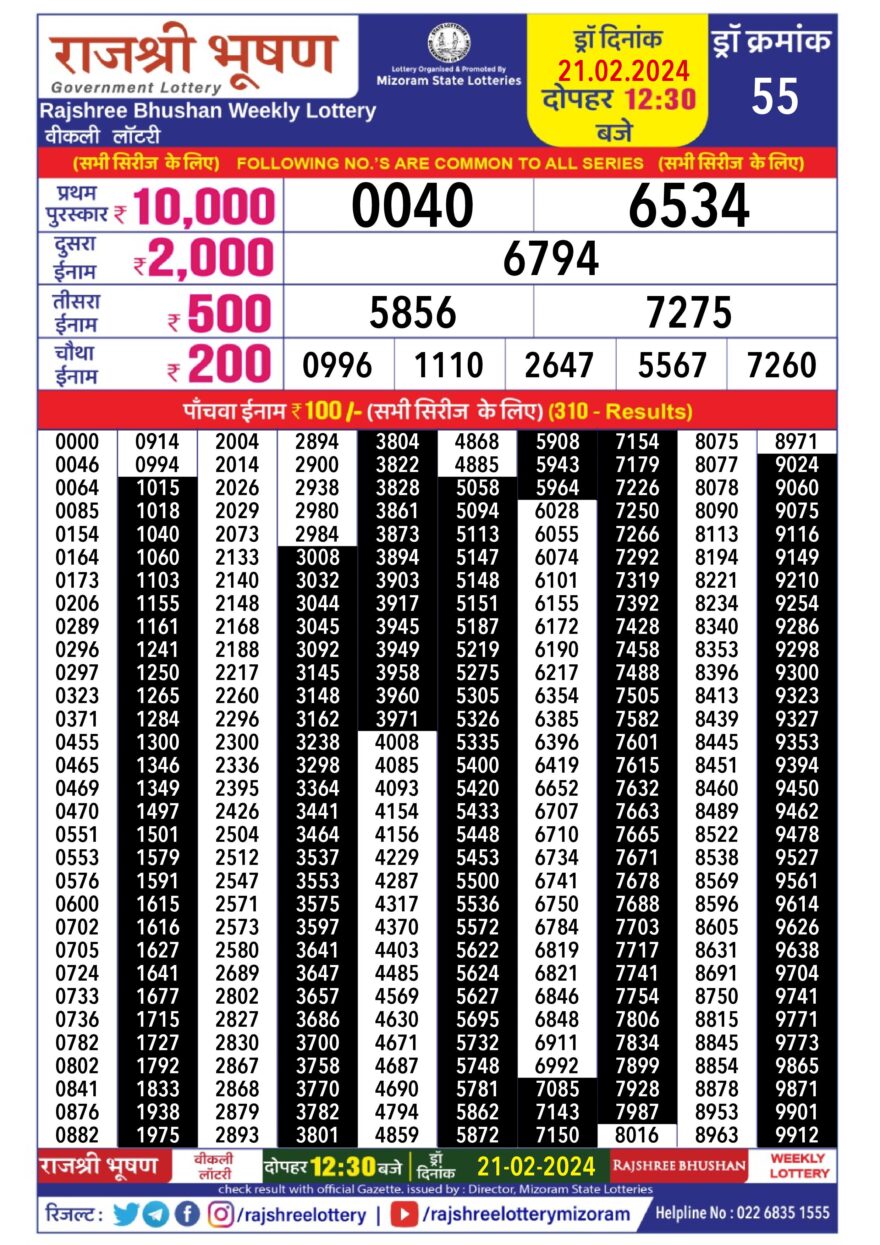 Lottery Result Today February 21, 2024