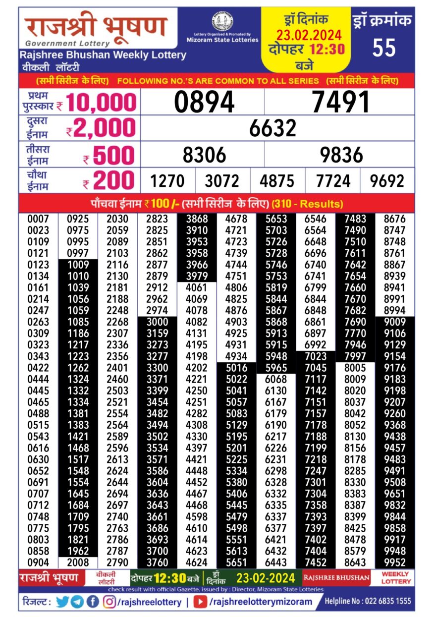 Lottery Result Today February 23, 2024