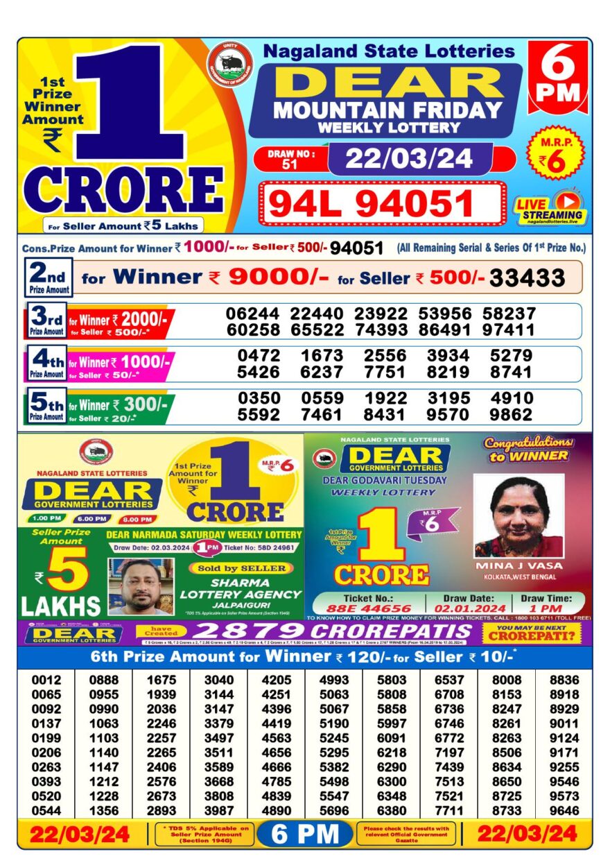 Lottery Result Today March 22, 2024