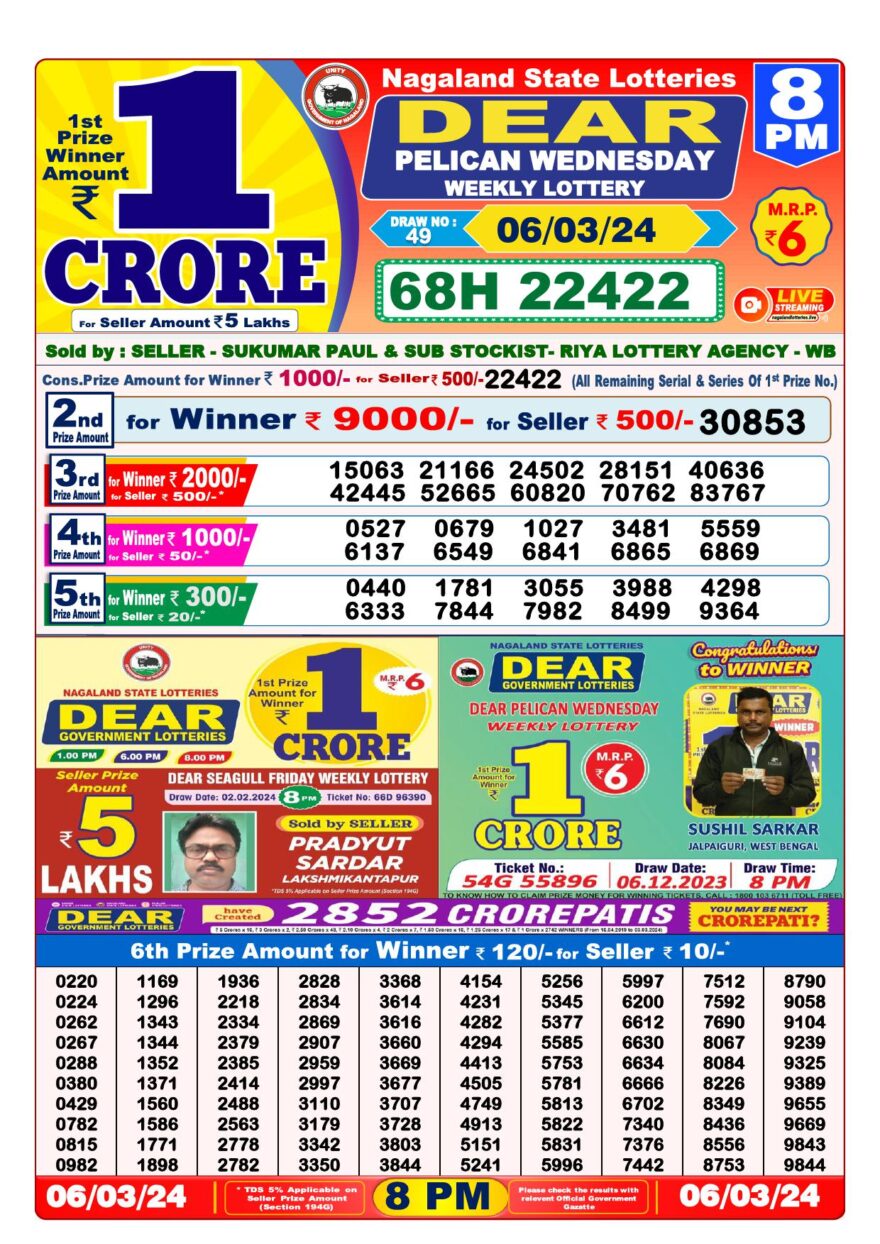 Lottery Result Today March 6, 2024