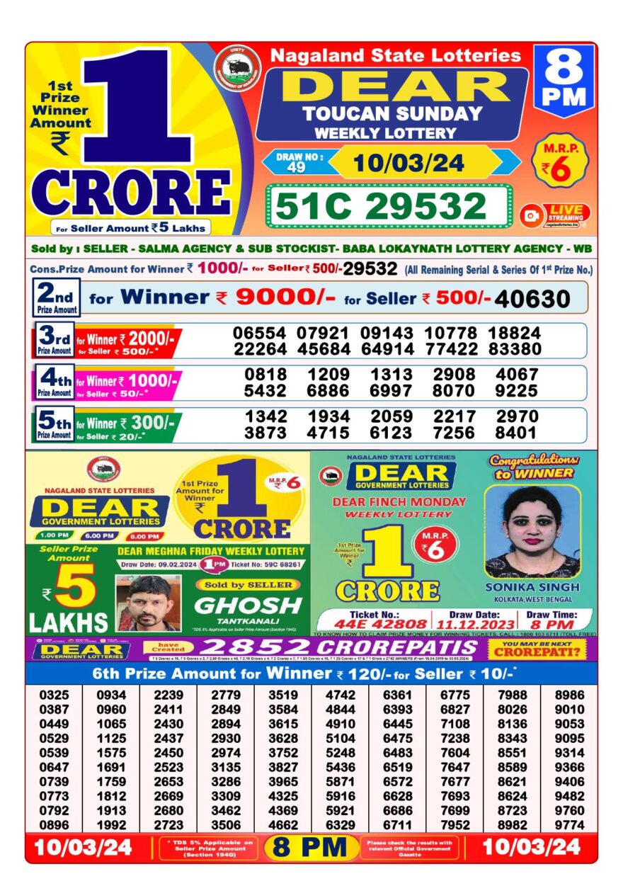 Lottery Result Today March 10, 2024