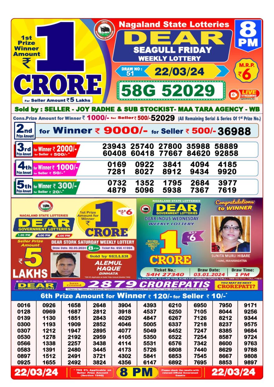 Lottery Result Today March 22, 2024