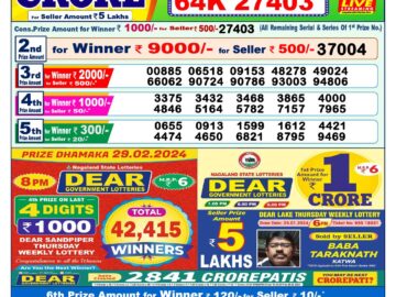 Lottery Result Today March 1, 2024