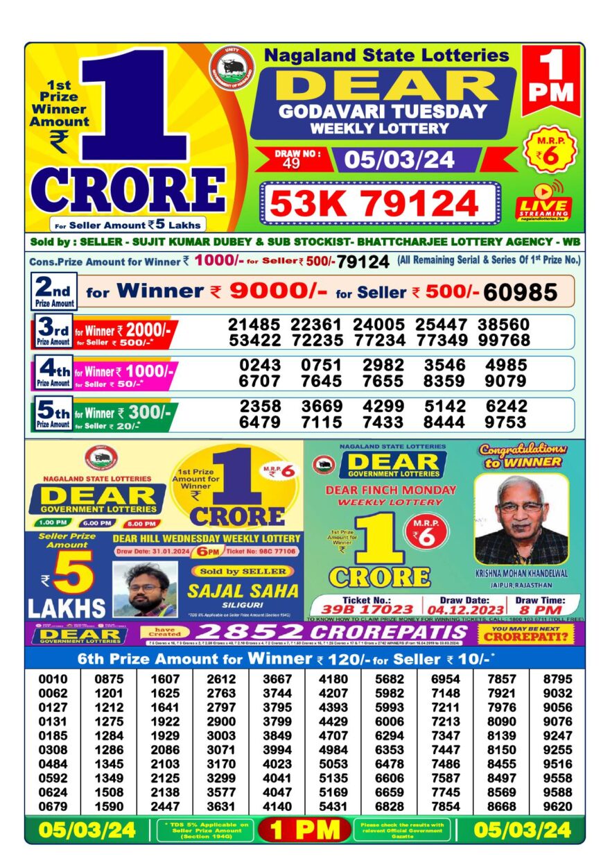 Lottery Result Today March 5, 2024