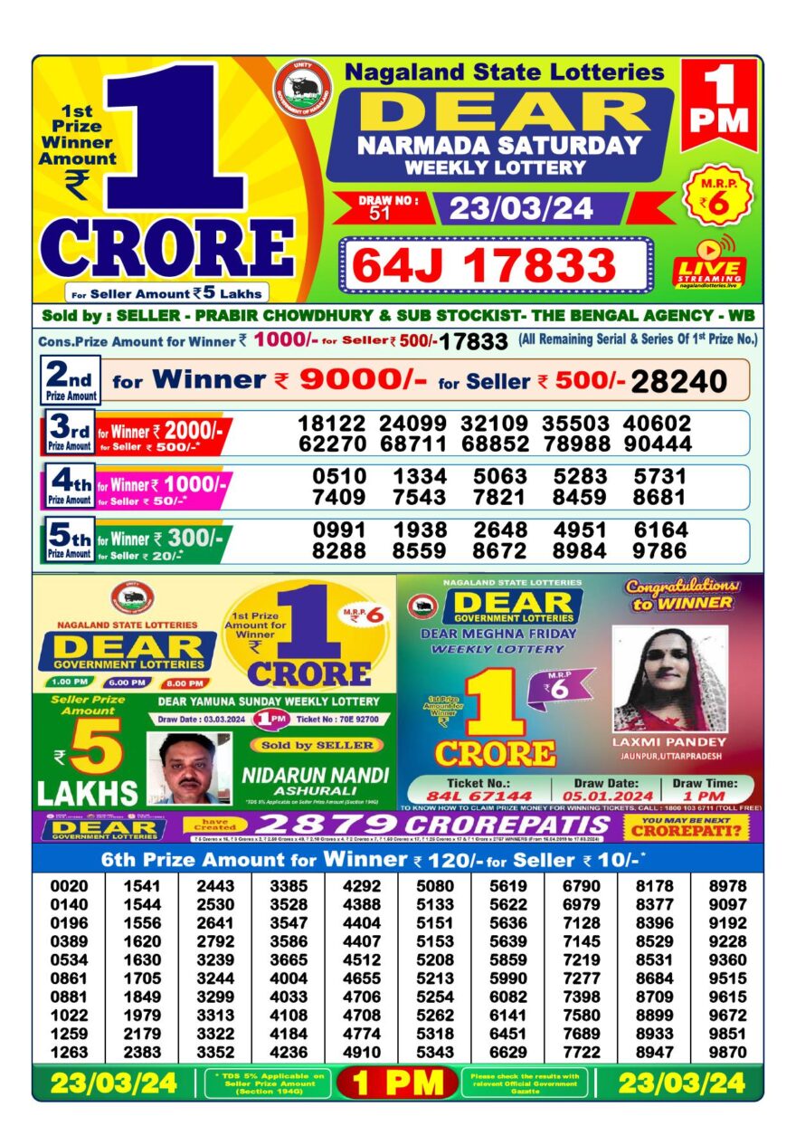 Lottery Result Today March 23, 2024