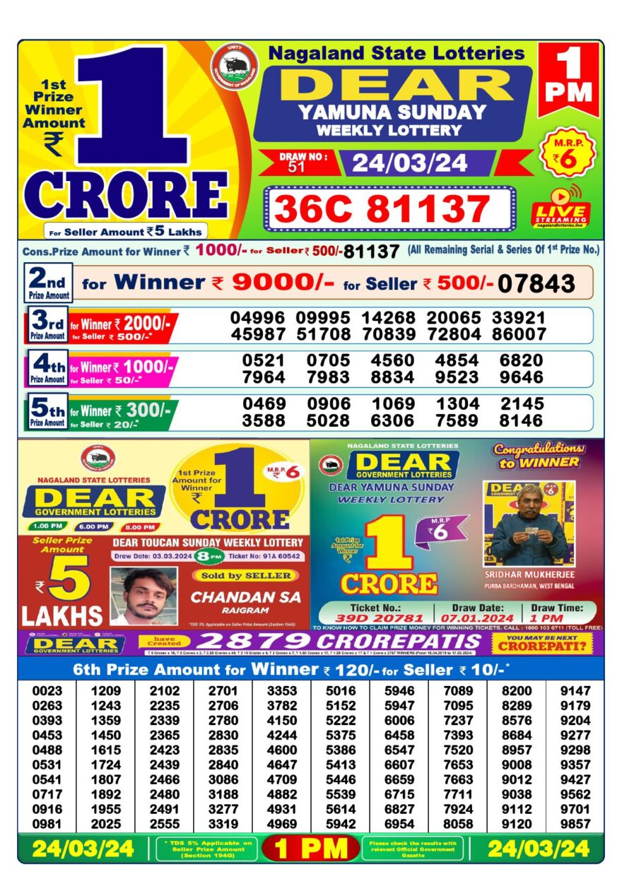 Lottery Result Today March 24, 2024