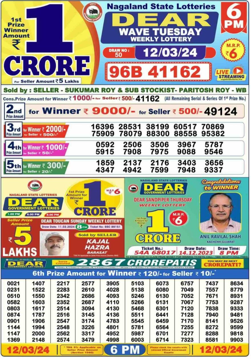 Lottery Result Today March 12, 2024