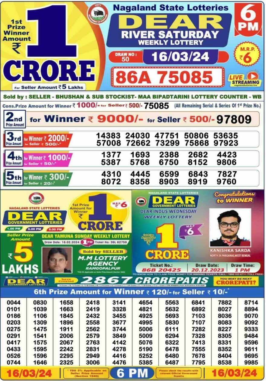 Lottery Result Today March 16, 2024