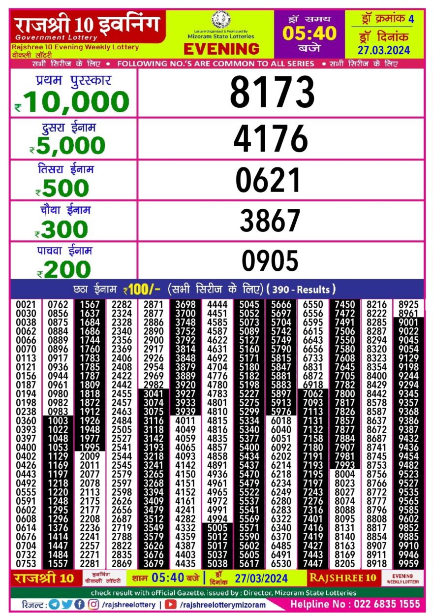 Lottery Result Today March 27, 2024