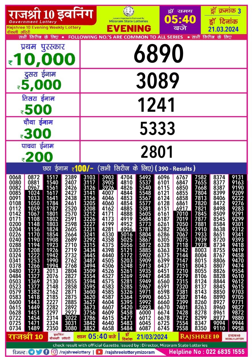 Lottery Result Today March 21, 2024