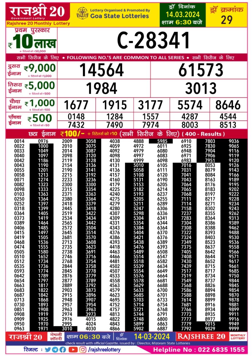 Lottery Result Today March 14, 2024