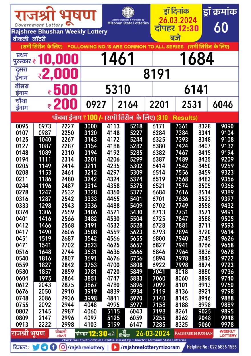 Lottery Result Today March 26, 2024