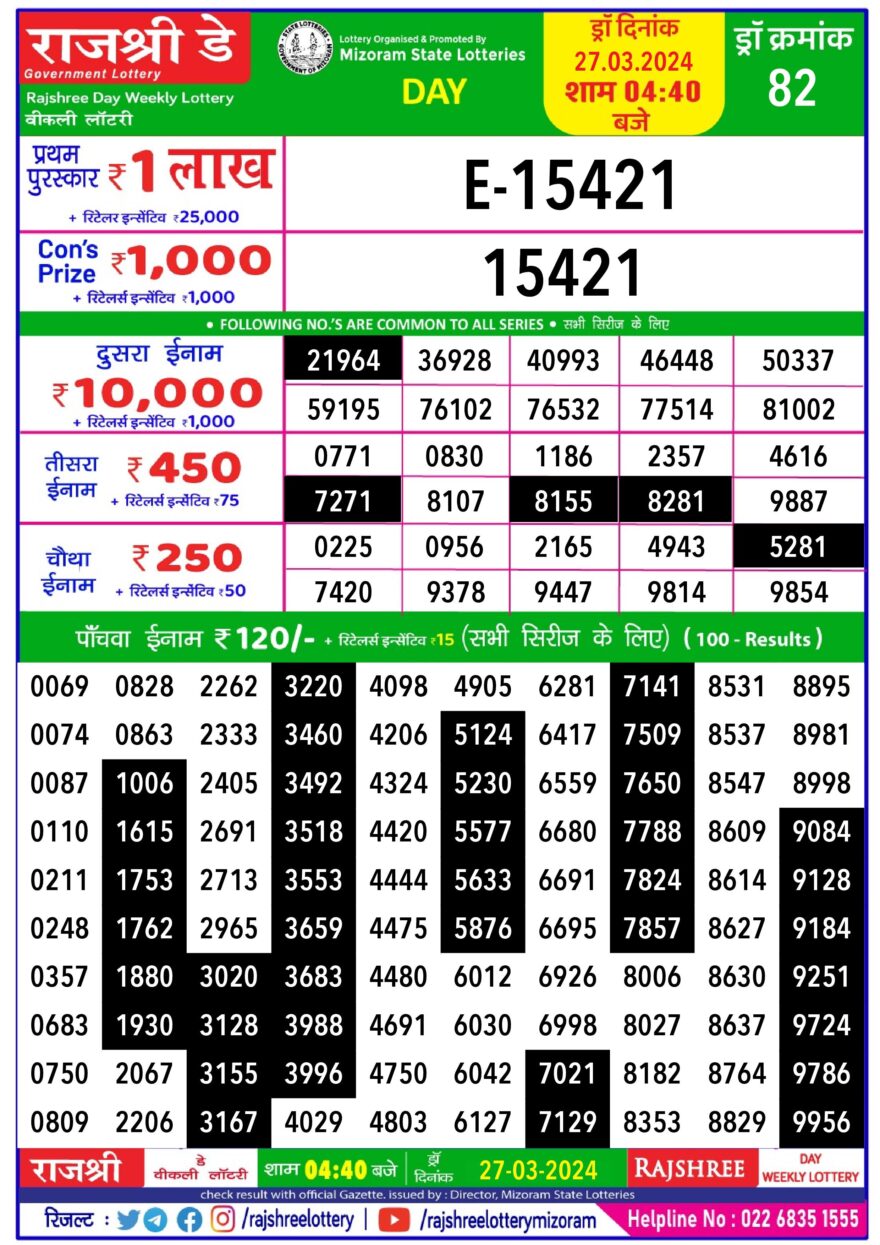 Lottery Result Today March 27, 2024