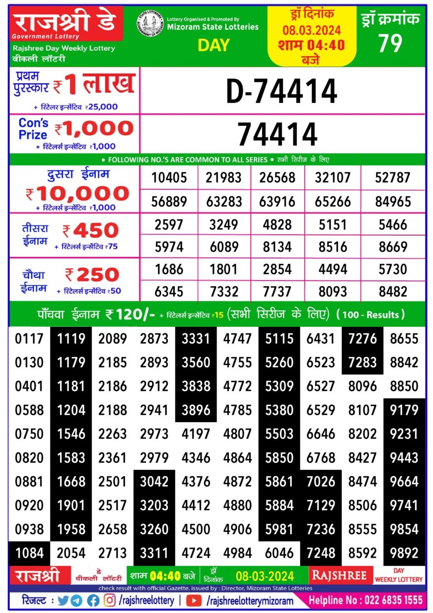 Lottery Result Today March 8, 2024