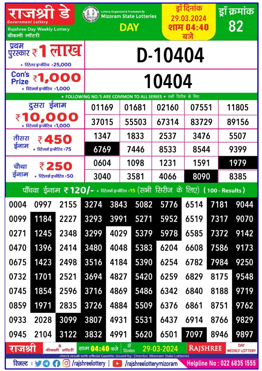 Lottery Result Today March 29, 2024