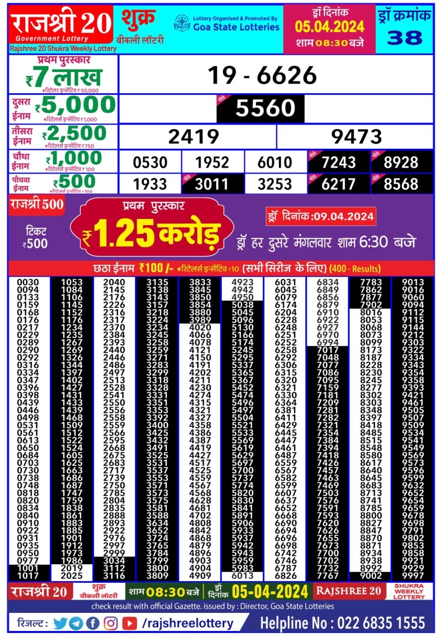 Lottery Result Today April 5, 2024