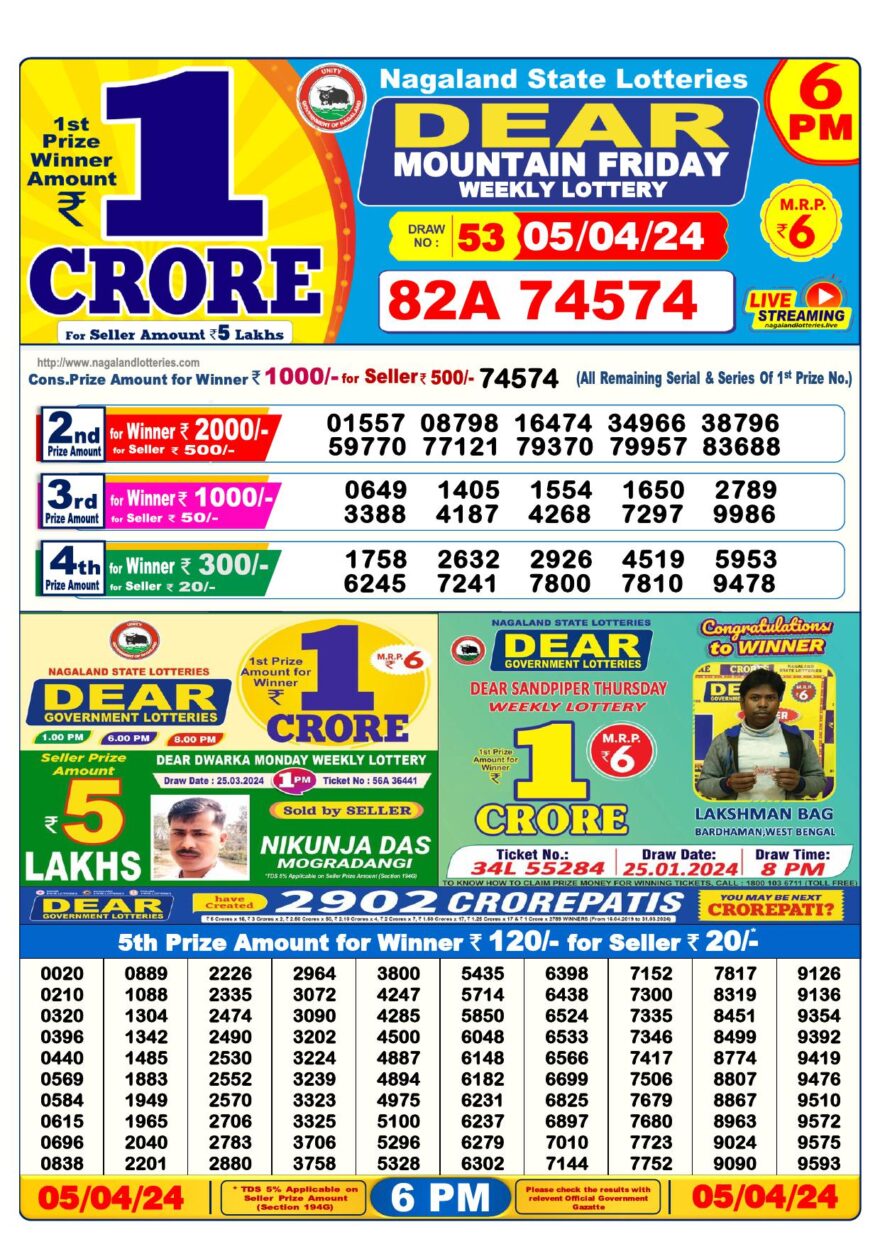 Lottery Result Today April 5, 2024