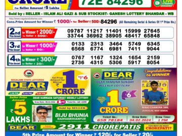 Lottery Result Today April 9, 2024