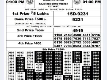 Lottery Result Today April 18, 2024