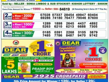 Lottery Result Today April 20, 2024