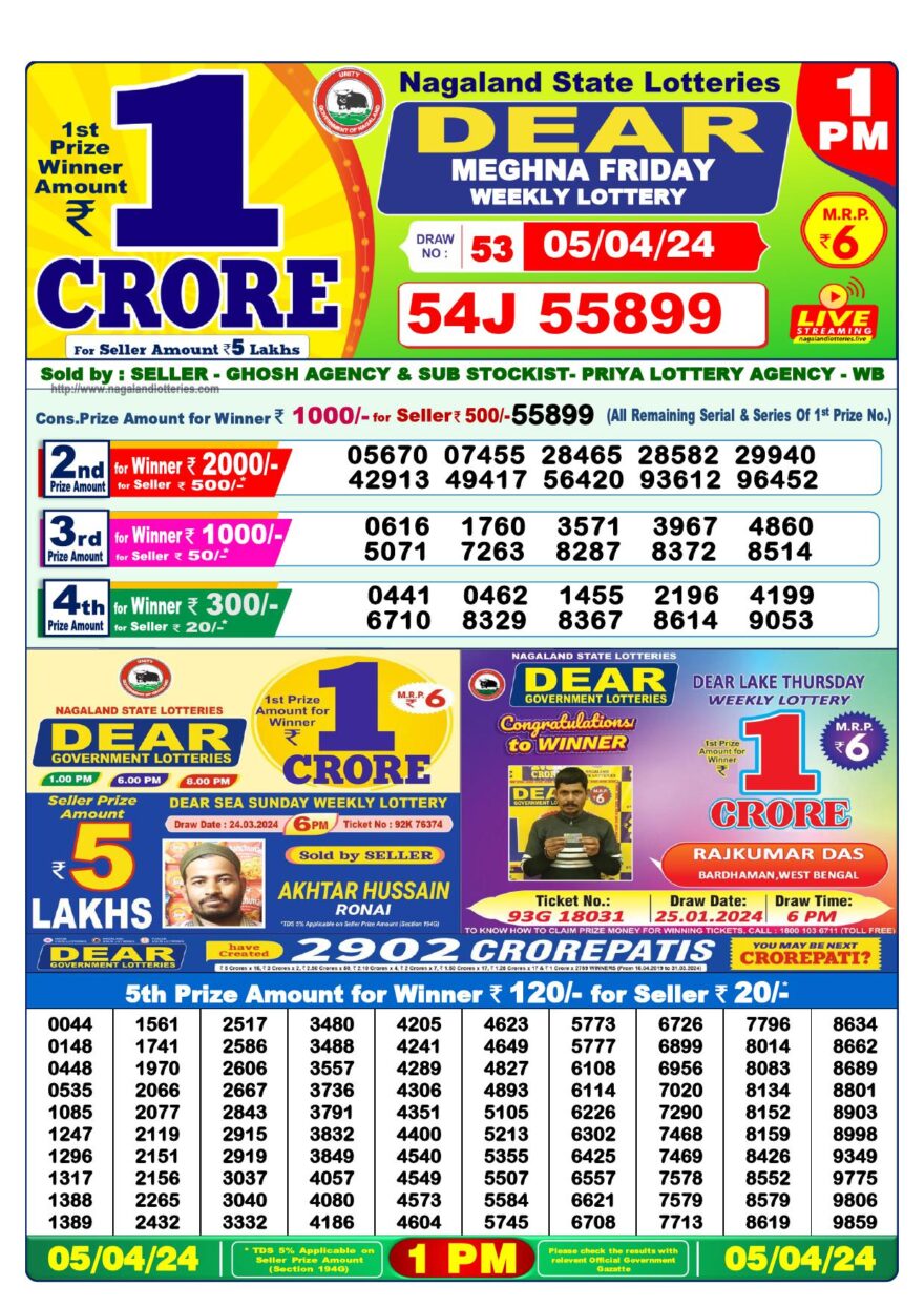 Lottery Result Today April 5, 2024