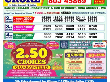 Lottery Result Today April 20, 2024