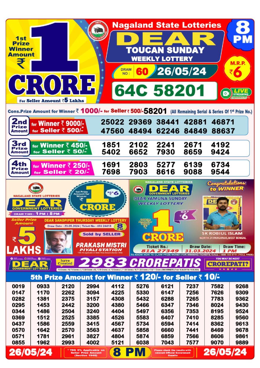 Lottery Result Today May 26, 2024