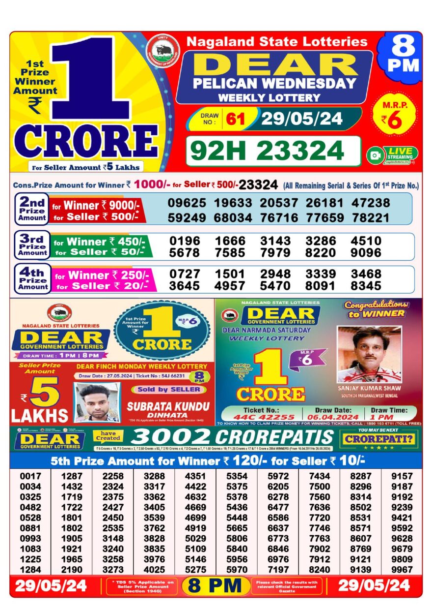 Lottery Result Today May 29, 2024