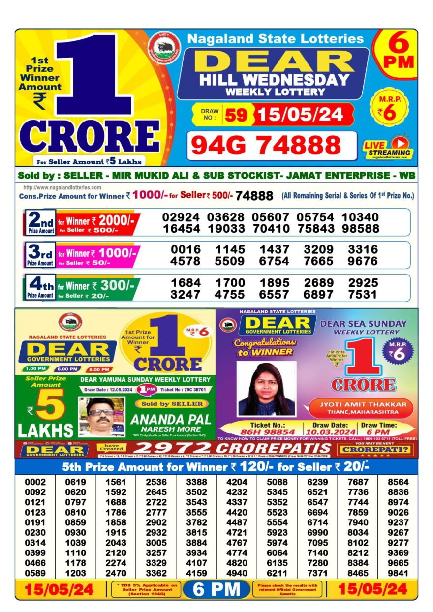 Lottery Result Today May 15, 2024