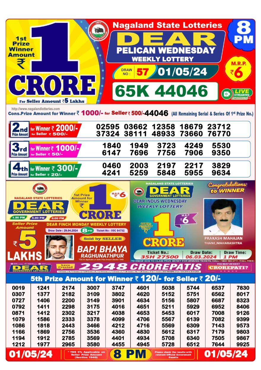 Lottery Result Today May 1, 2024