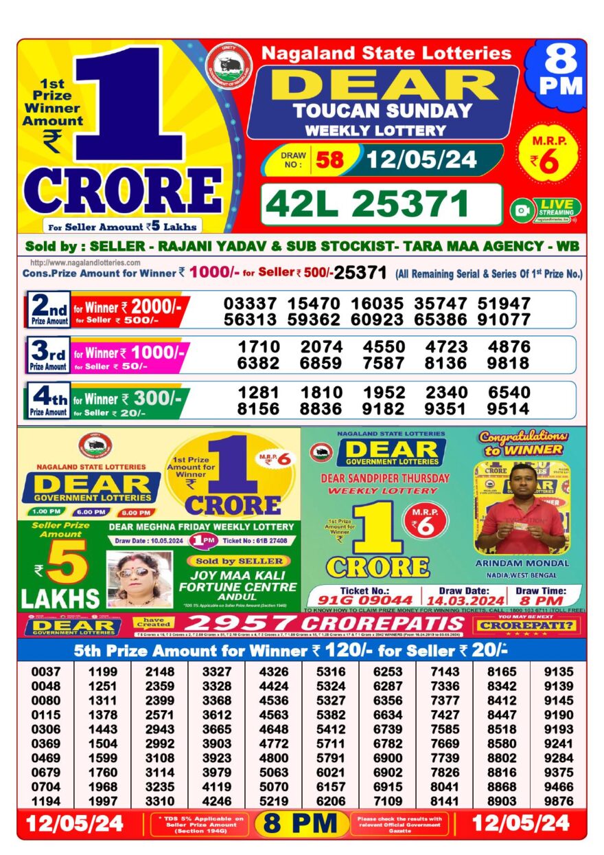 Lottery Result Today May 12, 2024