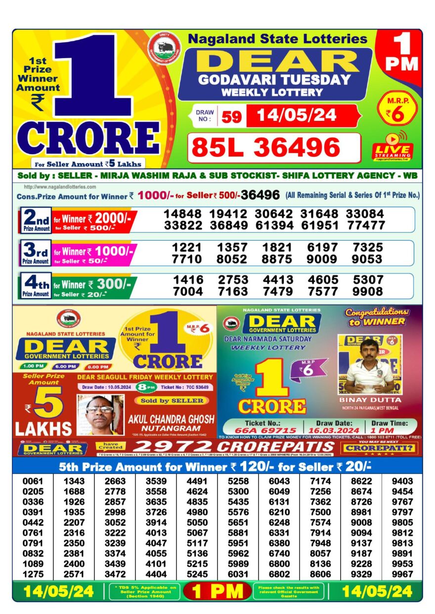 Lottery Result Today May 14, 2024