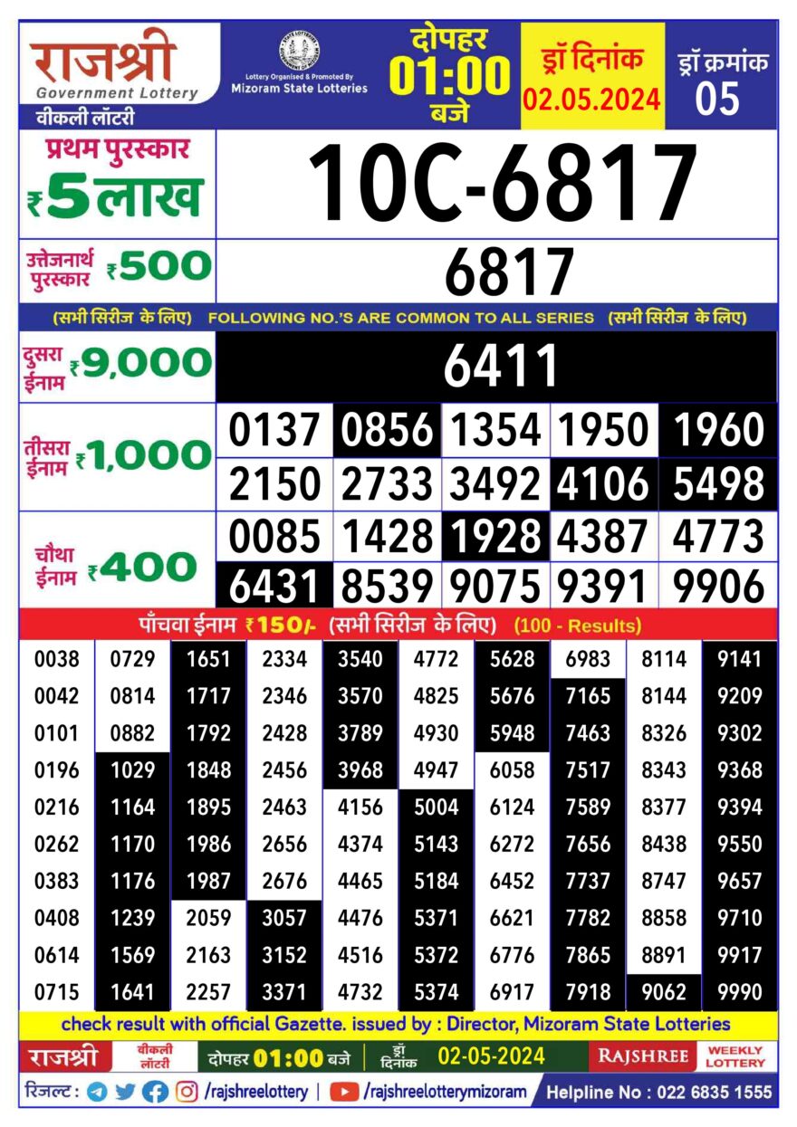 Lottery Result Today May 2, 2024