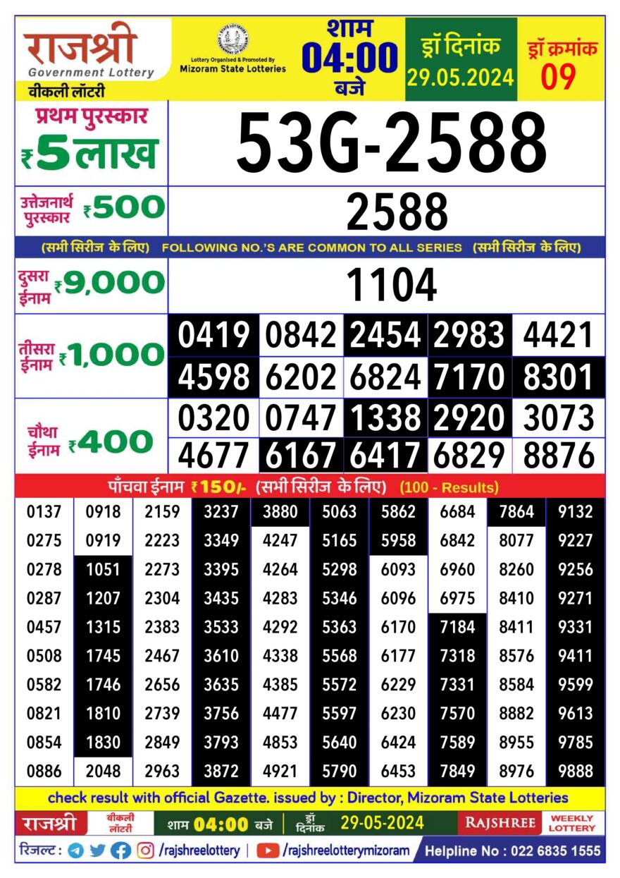 Lottery Result Today May 29, 2024