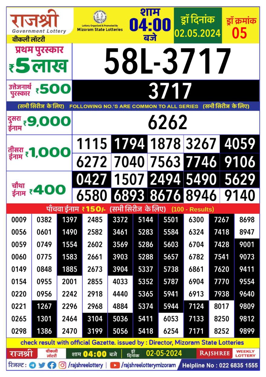 Lottery Result Today May 2, 2024