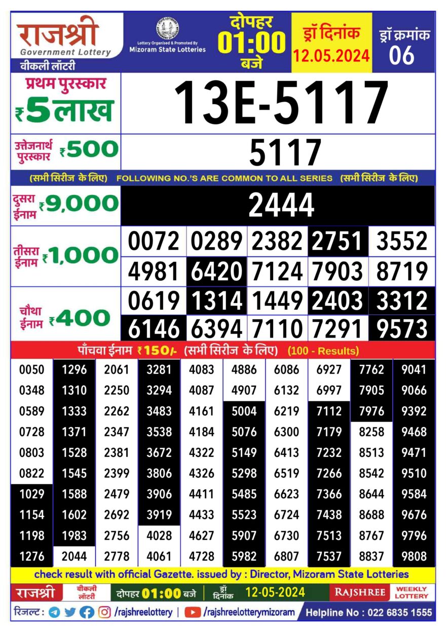 Lottery Result Today May 12, 2024