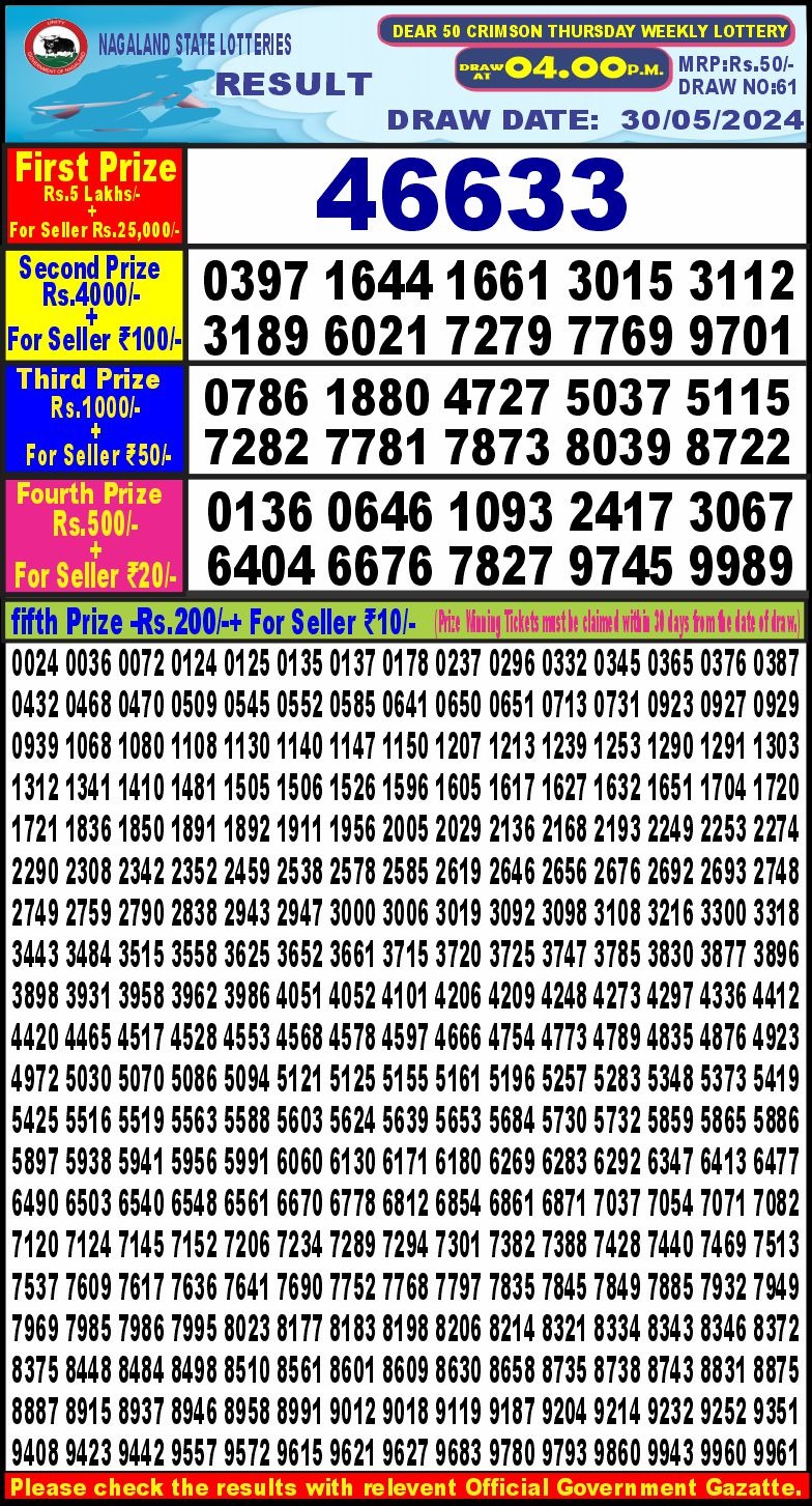 Lottery Result Today May 30, 2024