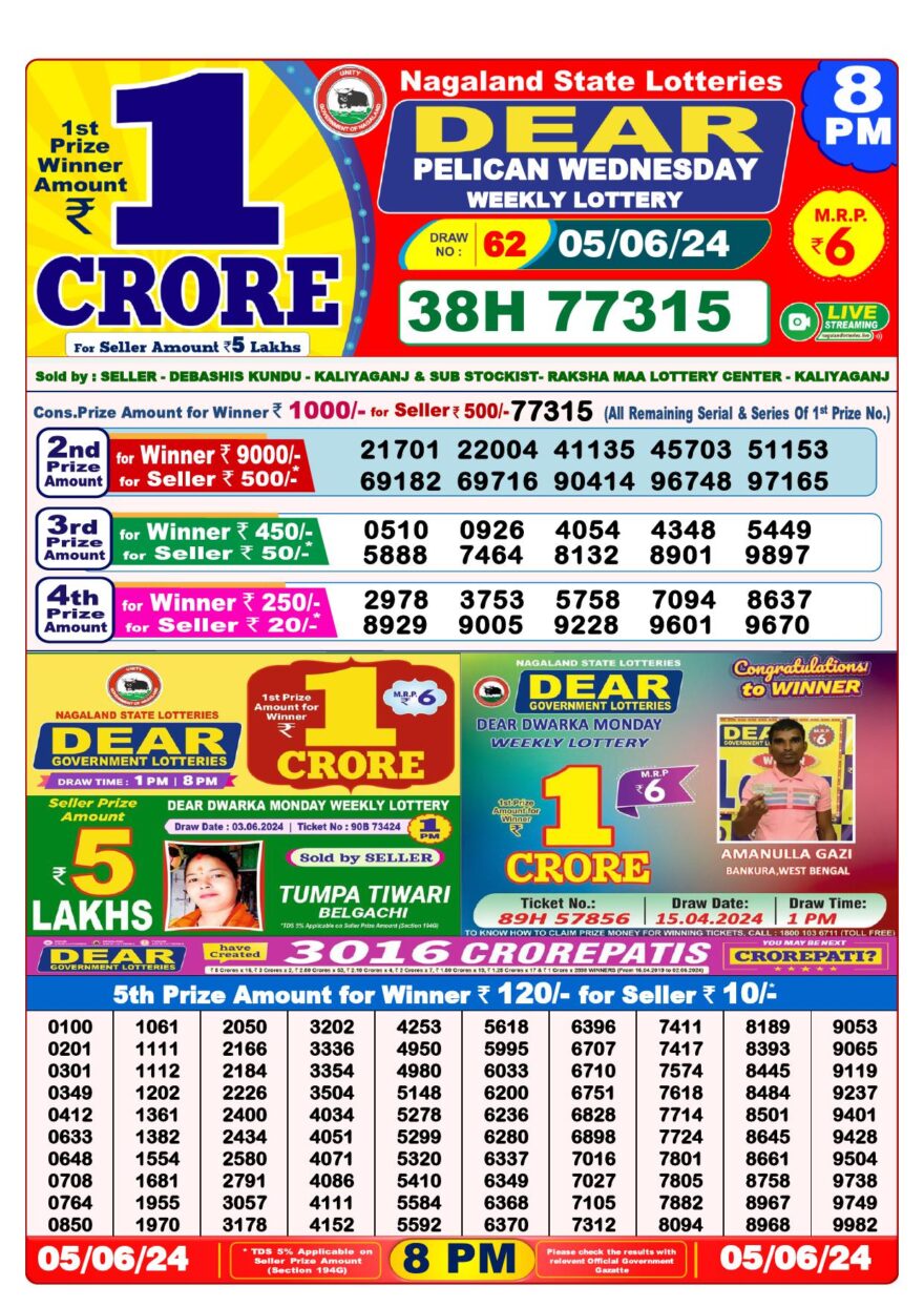 Lottery Result Today June 5, 2024