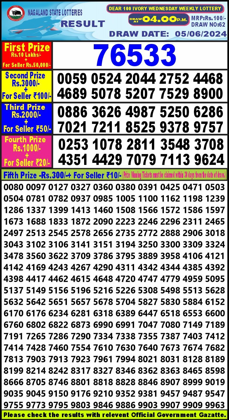 Lottery Result Today June 5, 2024