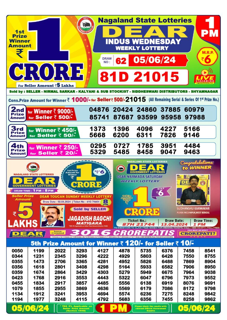 Lottery Result Today June 5, 2024