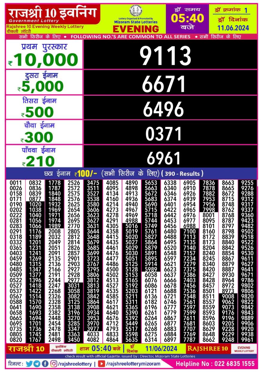 Lottery Result Today June 11, 2024