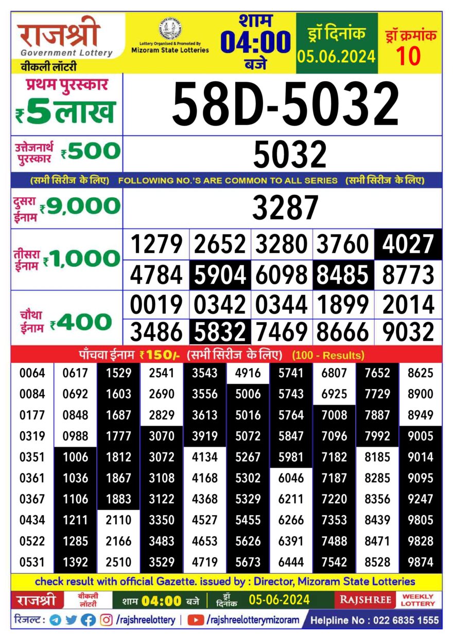 Lottery Result Today June 5, 2024